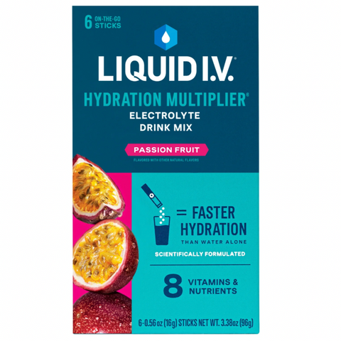 Liquid I.V. Hydration Multiplier, Electrolyte Powder Packet Drink Mix, Passion Fruit, 6 Count