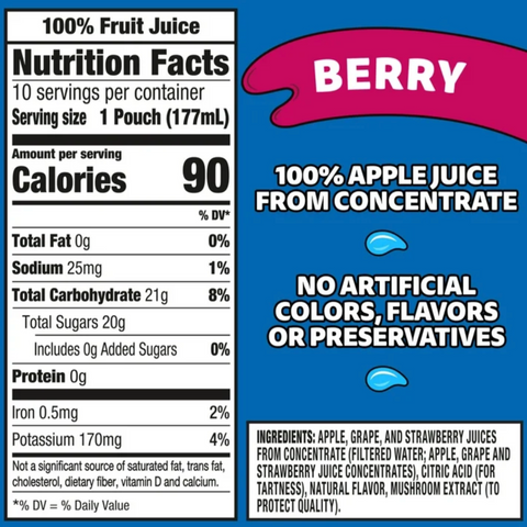 Capri Sun 100% Berry Juice, 10 Count