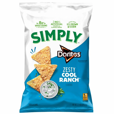 Doritos Simply Tortilla Chips Zesty Cool Ranch Flavored 7.5 oz
