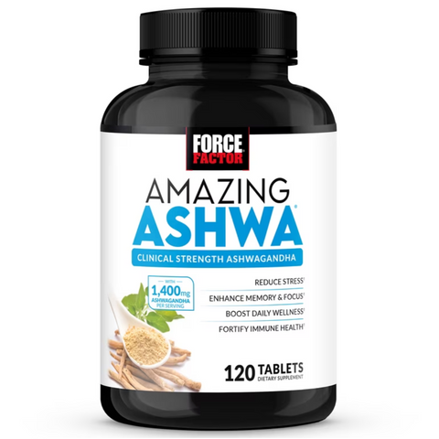 Force Factor Amazing Ashwa, Ashwagandha Capsules Alternative, KSM-66 Supplement for Stress Relief, 120 Count