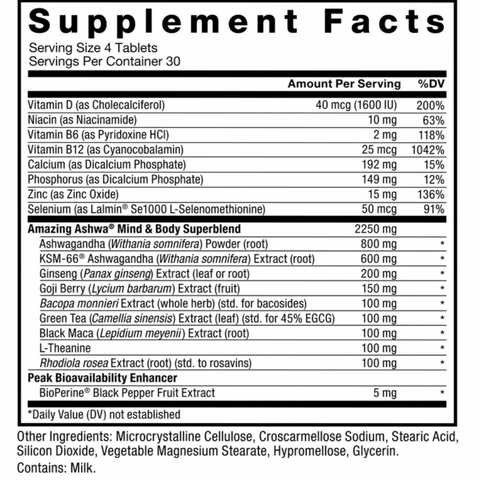 Force Factor Amazing Ashwa, Ashwagandha Capsules Alternative, KSM-66 Supplement for Stress Relief, 120 Count