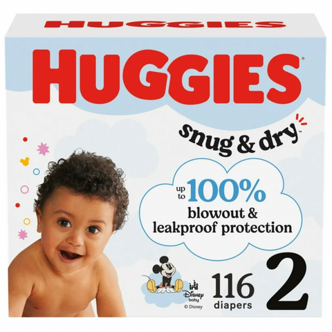 Huggies Mickey Mouse Snug & Dry Diapers Super Pack, Size 2 (116 Ct)
