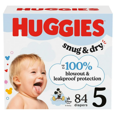 Huggies Mickey Mouse Snug & Dry Diapers Super Pack, Size 5 (84 Ct)