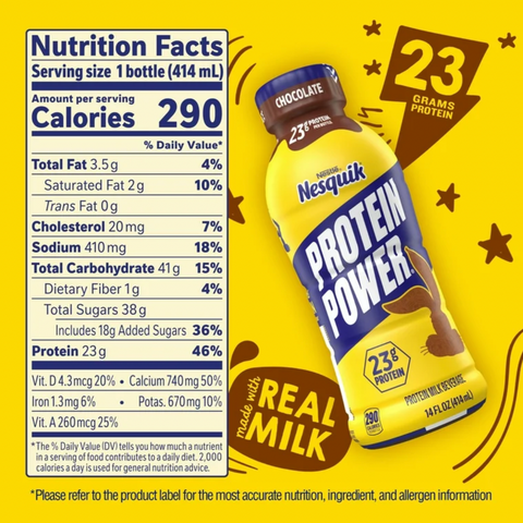 Nesquik Protein Power, Chocolate Protein Milk Beverage, 14 fl oz