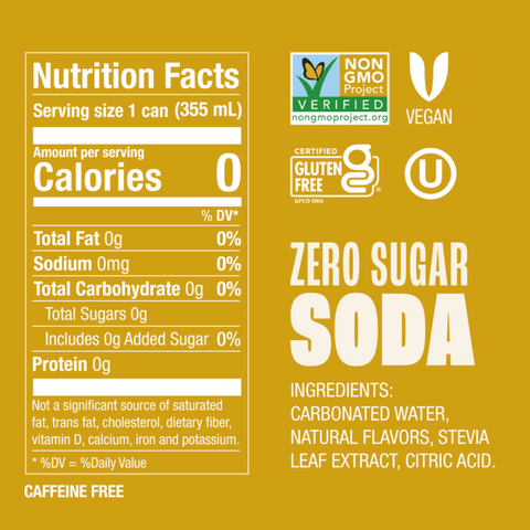 Zevia Zero Calorie, No Sugar Cream Soda Pop, 12 fl oz, 8 Count