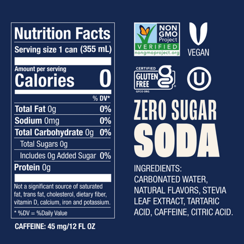 Zevia Zero Sugar, 0 Calorie Cola Soda Pop, 12 fl oz, 8 Count