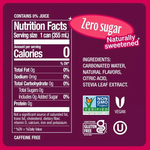 Zevia Black Cherry Cola Zero Calorie Soda, 12 fl oz, 12 Count
