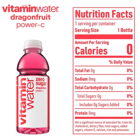 Vitaminwater vitaminwater Power-C Zero Sugar Dragonfruit, 16.9 fl oz, 6 Ct