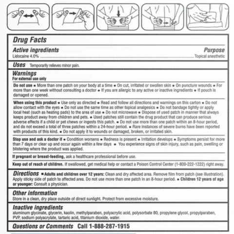 Equate Lidocaine Pain Relieving Patch 4% Lidocaine, 6 Count