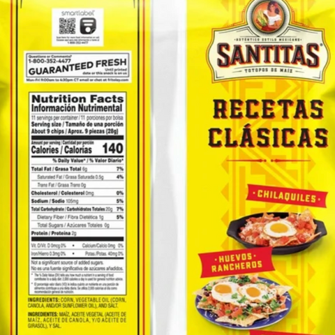 Santitas Tortilla Chips Blended Corn, 11 oz