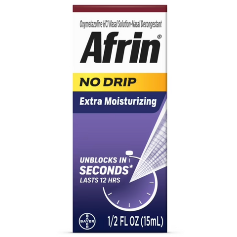 Afrin No Drip Extra Moisturizing Nasal Spray,12 Hour Congestion Relief, 15 mL