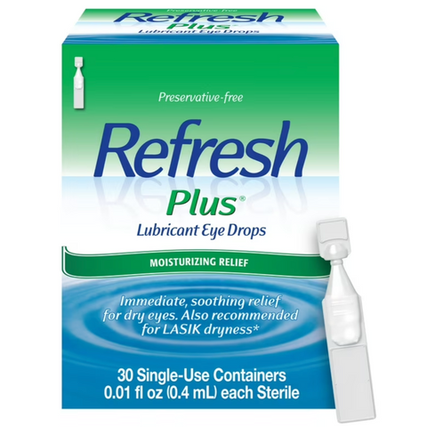 Refresh Plus Lubricant Eye Drops Preservative-Free Tears, 0.4 ml, 30 Count