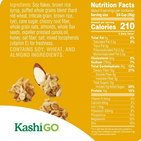Kashi Go Honey Almond Flax Crunch Breakfast Cereal, 17.7 oz