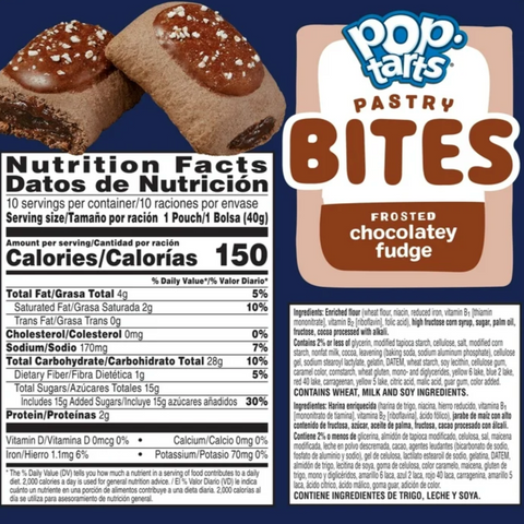 PopTarts Baked Pastry Bites, Frosted Chocolatey Fudge, 10 Ct