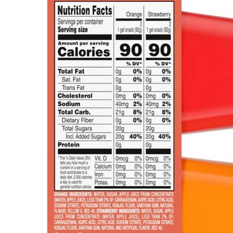Snack Pack Strawberry and Orange Flavored Juicy Gels, 3.25 oz, 4 Count