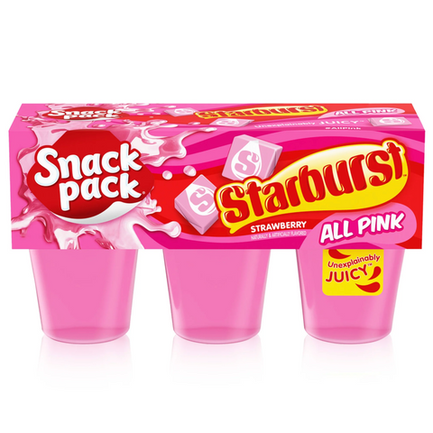 Snack Pack Pink STARBURST Flavored Juicy Gels Cups, 3.25 oz 6 Count
