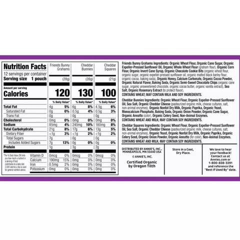 Annie's Homegrown Variety Snack Pack, 11oz, 12 Count