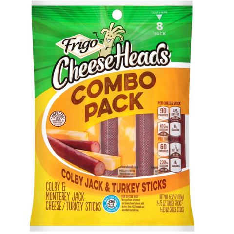 Frigo® Cheese Heads® Colby Jack Cheese & Turkey Sticks, 6.3 oz, 8 Count