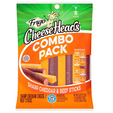 Frigo® Cheese Heads® Sharp Cheddar & Beef Sticks Combo pack, 8 Count