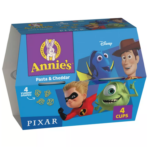 Annie's Disney 100 Shapes Cheddar Mac and Cheese Microwavable Cups, 8.04oz, 4 Count