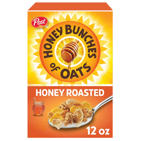 Post Honey Bunches of Oats Honey Roasted, Crunchy Breakfast Cereal, 12 oz