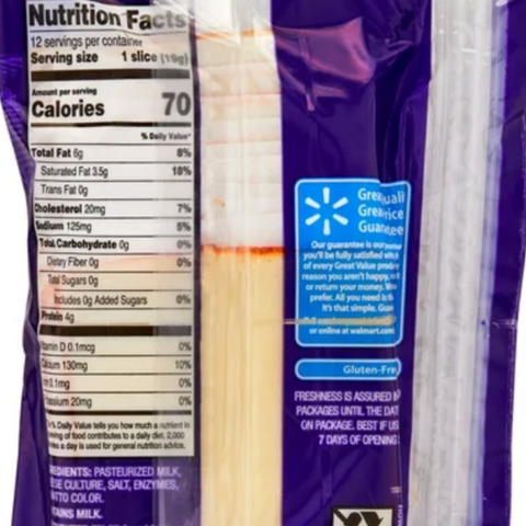 Great Value Muenster Deli Style Sliced Cheese, 8 oz, 12 Slices