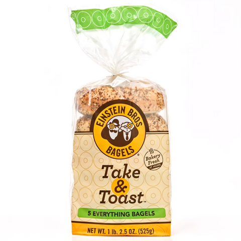 Einstein Bros Take & Toast Everything Bagels, 18.5oz, 5 Count