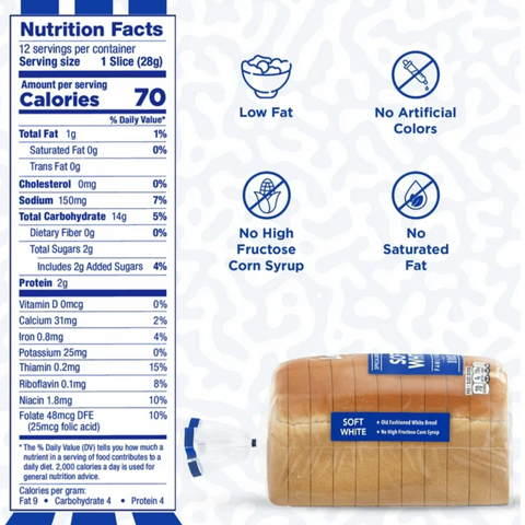 Lewis Bake Shop Soft White Half Loaf Bread, 12 oz, 1/2 Loaf
