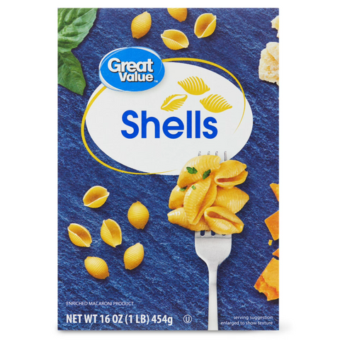 Great Value Shells Pasta, 16 oz