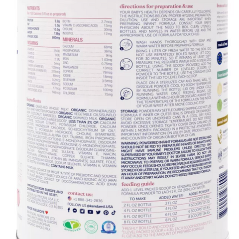 Kendamil Organic Infant Formula Powder, 28.2oz