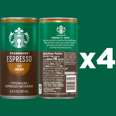 Starbucks Espresso & Cream Premium Espresso Beverage, 6.5 fl oz, 4 count