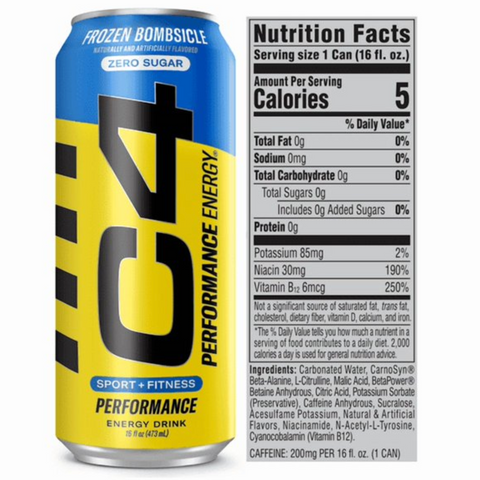 C4 Performance Energy Drink, Frozen Bombsicle, 16oz