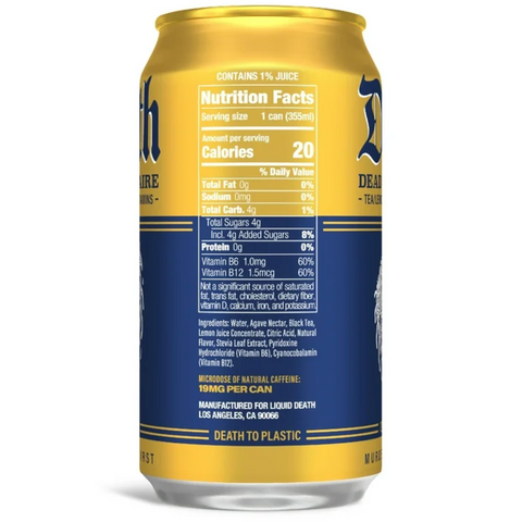 Liquid Death Dead Billionaire Iced Tea, 12 oz, 6 Count