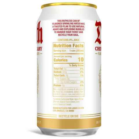 Liquid Death Cherry Obituary, Cherry-Flavored Sparkling Water, 12oz, 6 Count