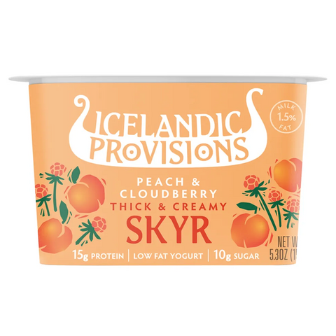 Icelandic Provisions Thick & Creamy Skyr, Low Fat, Peach & Cloudberry, 5.3 oz