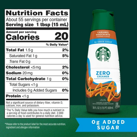 Starbucks Zero Grams Added Sugar Caramel Macchiato Creamer, 28 fl oz