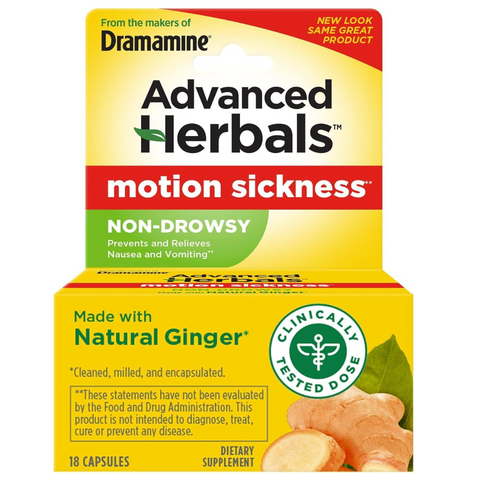 Dramamine Advanced Herbals Non-Drowsy Motion Sickness Relief Capsules, 18 Count