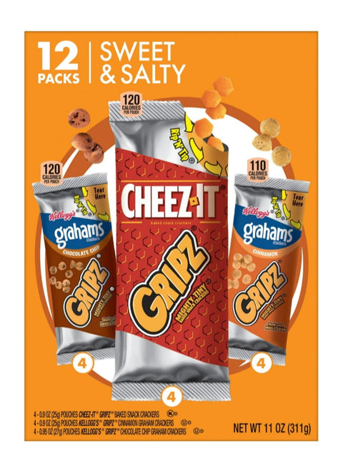 Keebler Gripz, Cookies and Crackers, Variety Pack, 12 Count