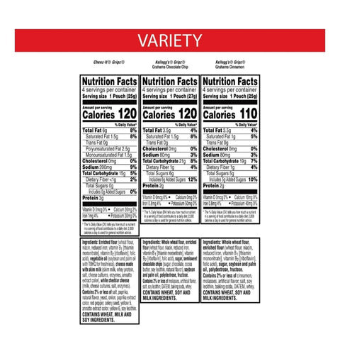 Keebler Gripz, Cookies and Crackers, Variety Pack, 12 Count