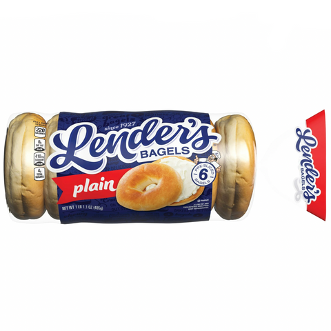 Lender’s Refrigerated Pre-Sliced Plain Bagel, 17.1 oz, 6 Count