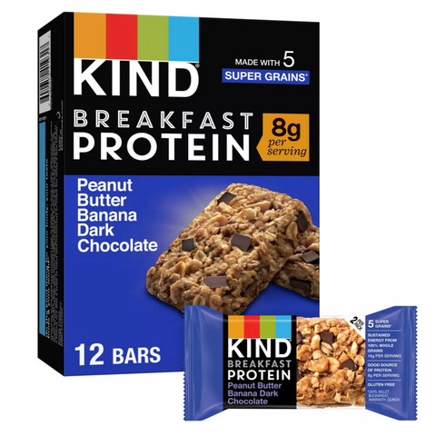 KIND Breakfast Protein Bars, Peanut Butter Banana Dark Chocolate, 12 Count