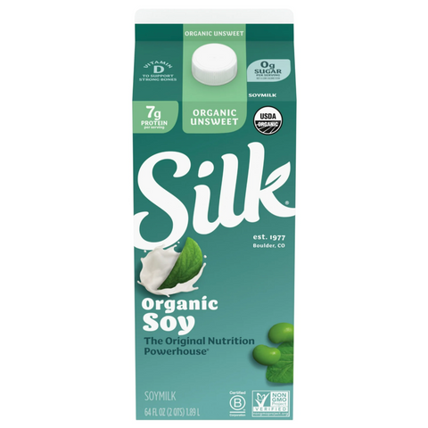Silk Organic Unsweet Soy Milk, 64 fl oz.