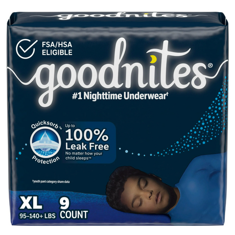 Goodnites Bedwetting Underwear for Boys, XL (95-140+ lbs), 9 Ct