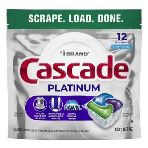 Cascade Platinum ActionPacs, Dishwasher Detergent, Fresh Scent 12 Ct