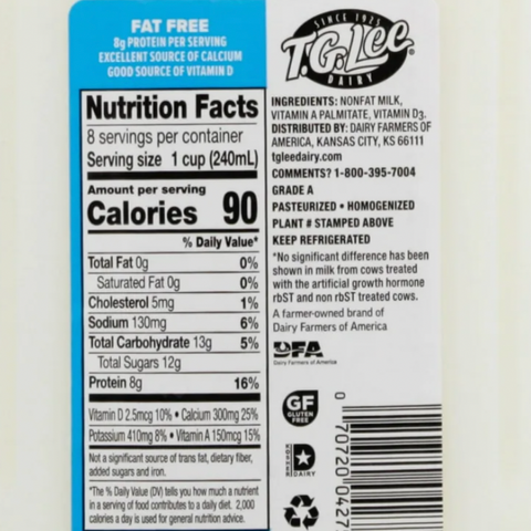 T.G. Lee Fat Free Skim Milk, 64 fl oz