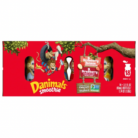 Danimals Smoothie Strawberry Explosion and Swingin' Strawberry Banana Dairy Drink, 18 Ct