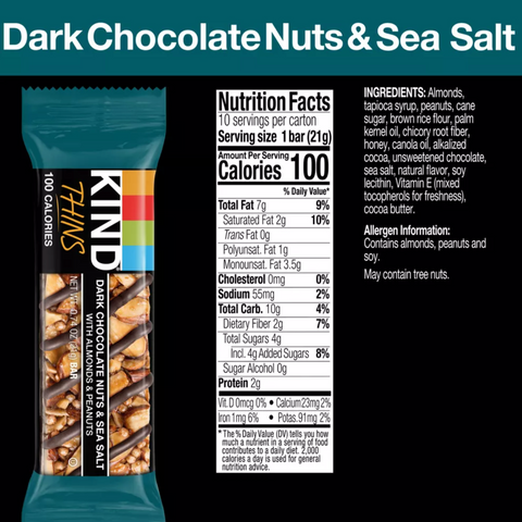 Kind Thins Dark Chocolate Nuts Sea Salt, 7.4oz, 10 Count