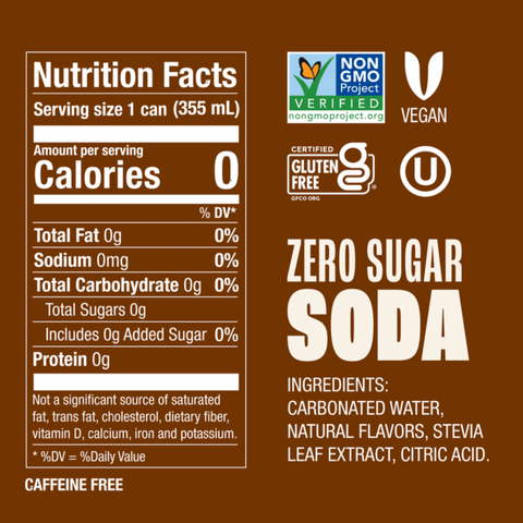 Zevia Zero Sugar, 0 Calorie Creamy Root Beer Soda Pop, 12 fl oz, 8 Count