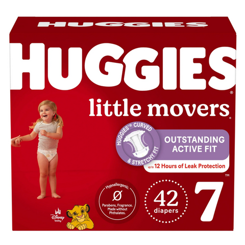 Huggies Little Movers Baby Diapers, Size 7, (42 Count)