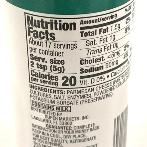 Store Brand Grated Parmesan Cheese, 3oz